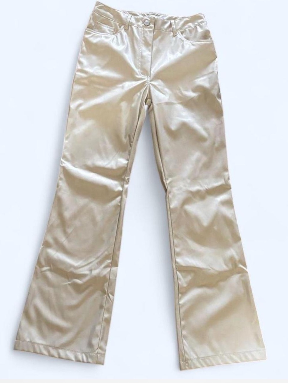 Crescent Beige Faux Leather Pants NWOT Y2K 90s Minimalist